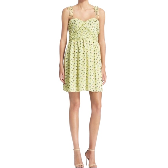 THE KOOPLES Anemone on Chiffon Babydoll Sleeveless Sweetheart Neck Dress, Yellow - Picture 8 of 8
